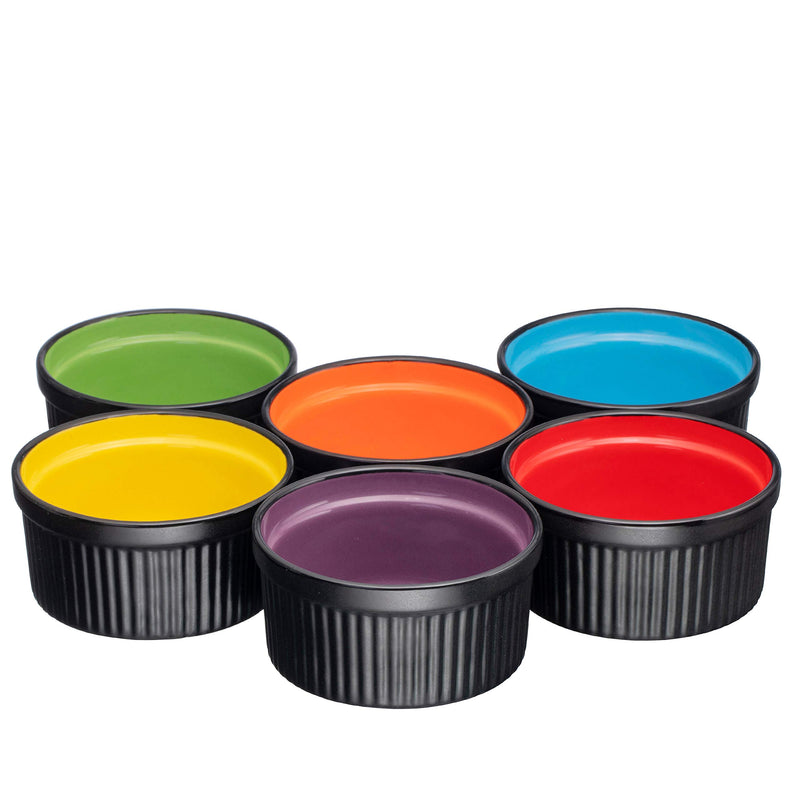 Multicolor Ceramic Ramekins Baking Set with 6 Christmas Serving Bowls, 8 Ounce