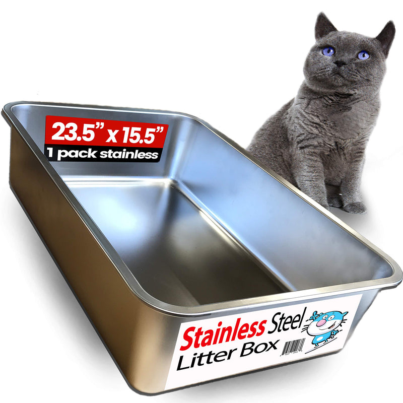 Ultimate XL Stainless Steel Litter Box - XL Litter Box for Large Cats - Large