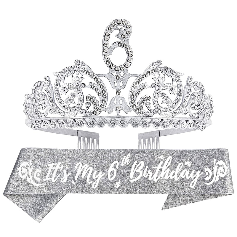 6th Birthday, 6th Birthday Decorations for Girls, 6th Birthday Tiara and Sash, 6th