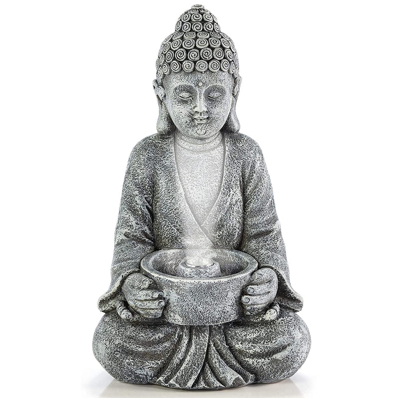 Buddha Statue for Home Outdoor Decoration Solar Powered Flickering LED Garden