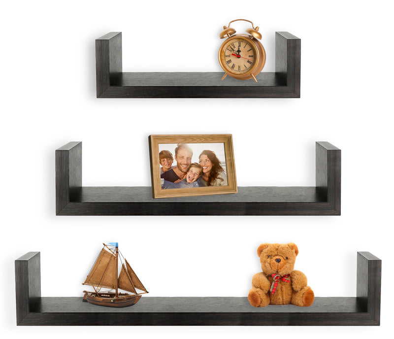 Set of 3 U Floating Shelves, Easy to Assemble Floating Wall Shelves