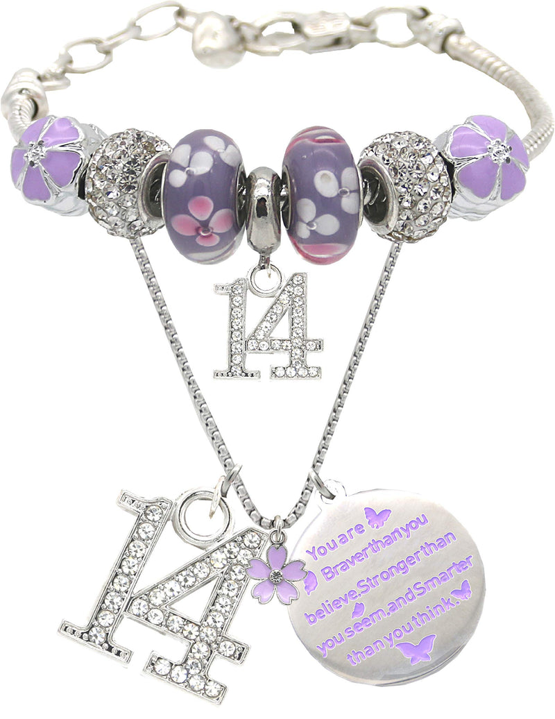 14th Birthday Bracelet Necklace, 14 Year Old Girl&