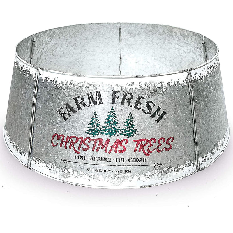 Galvanized Christmas tree collar - adjustable metal skirt for young and old