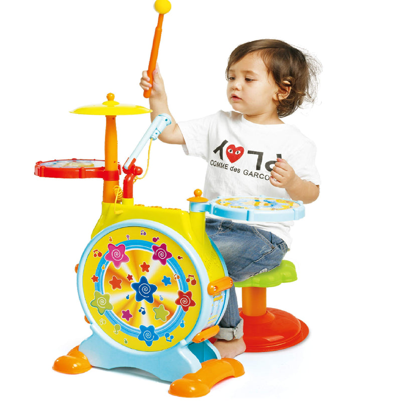 Electric Toy Drum Set for Children Working Microphone Light