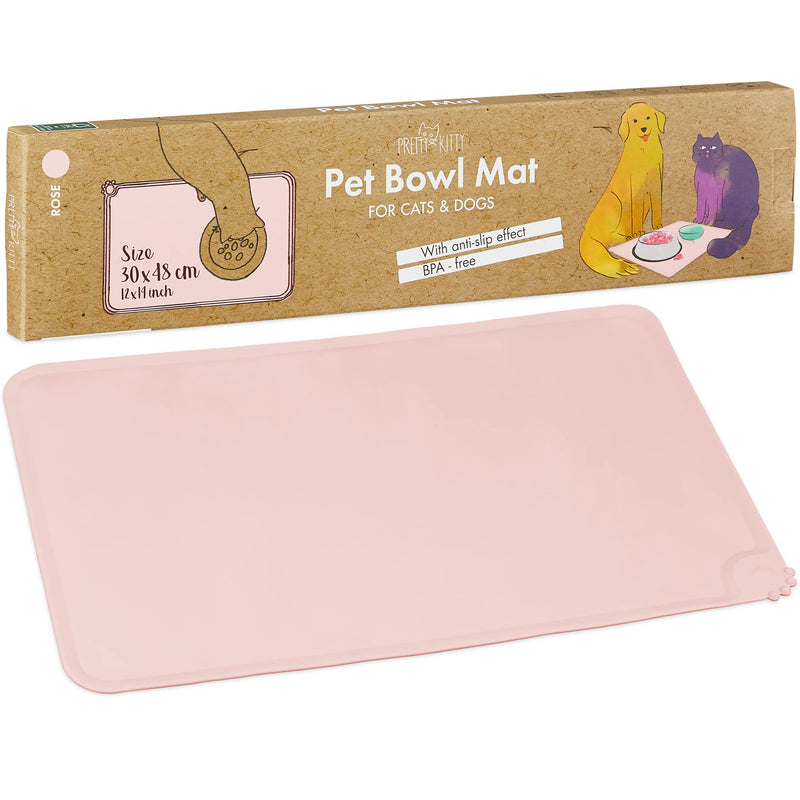 Bowl mat for cats and dogs in beige food-safe silicone