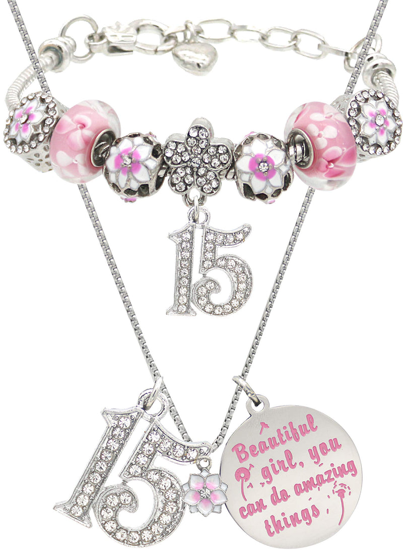 15th Birthday Bracelet Necklace Gifts for 15 Year Olds