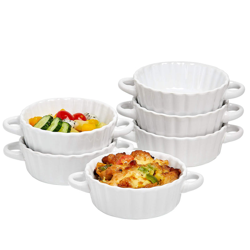 Ceramic Soup Bowls with Double Handles, Stacked 10 Ounce French Onion Bowls