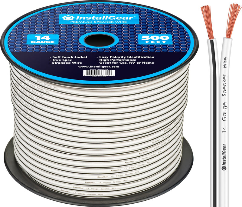 14 Gauge Awg Speaker Wire (500 Feet - White) White speaker wire