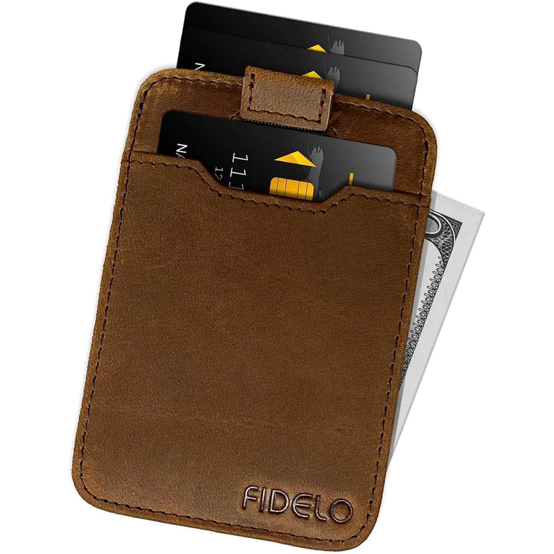 Leather and minimalist wallet for men, wallet with pull