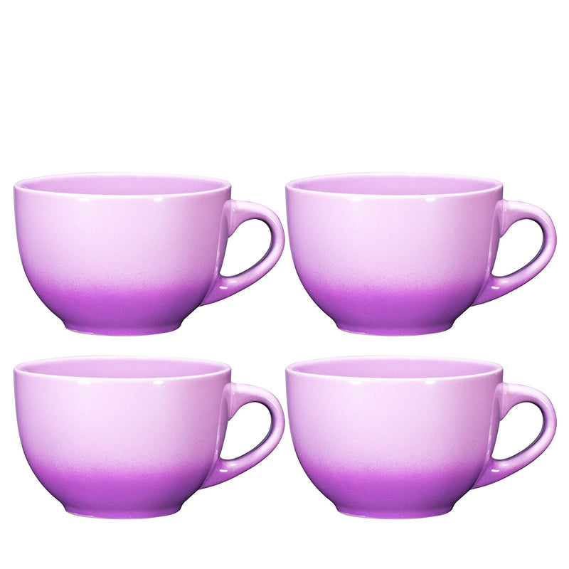 24oz Jumbo Ceramic Coffee Mug Set, Set of 4, Cute Coffee Mug Set in Purple Color