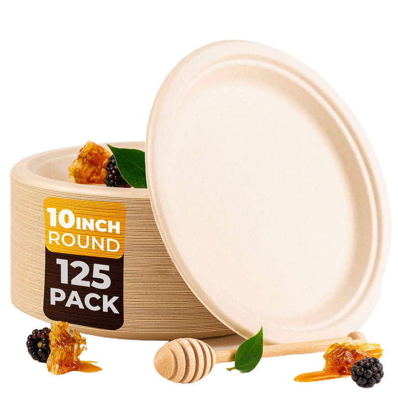 Disposable Paper Plates Made from 100 Compostable Bagasse Biodegradable