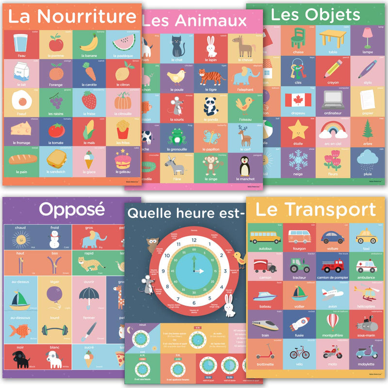 French Classroom Posters in a Pack of Six - Each poster is 13 x 17 inches and is dry erase