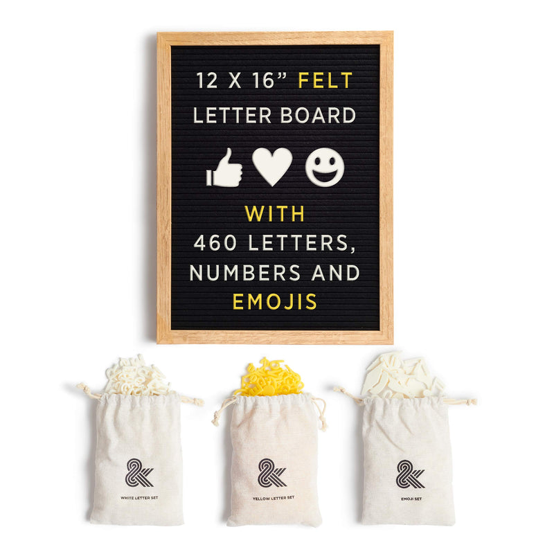 Felt letter board, 460 letters and oversized emojis, wall hanging message board