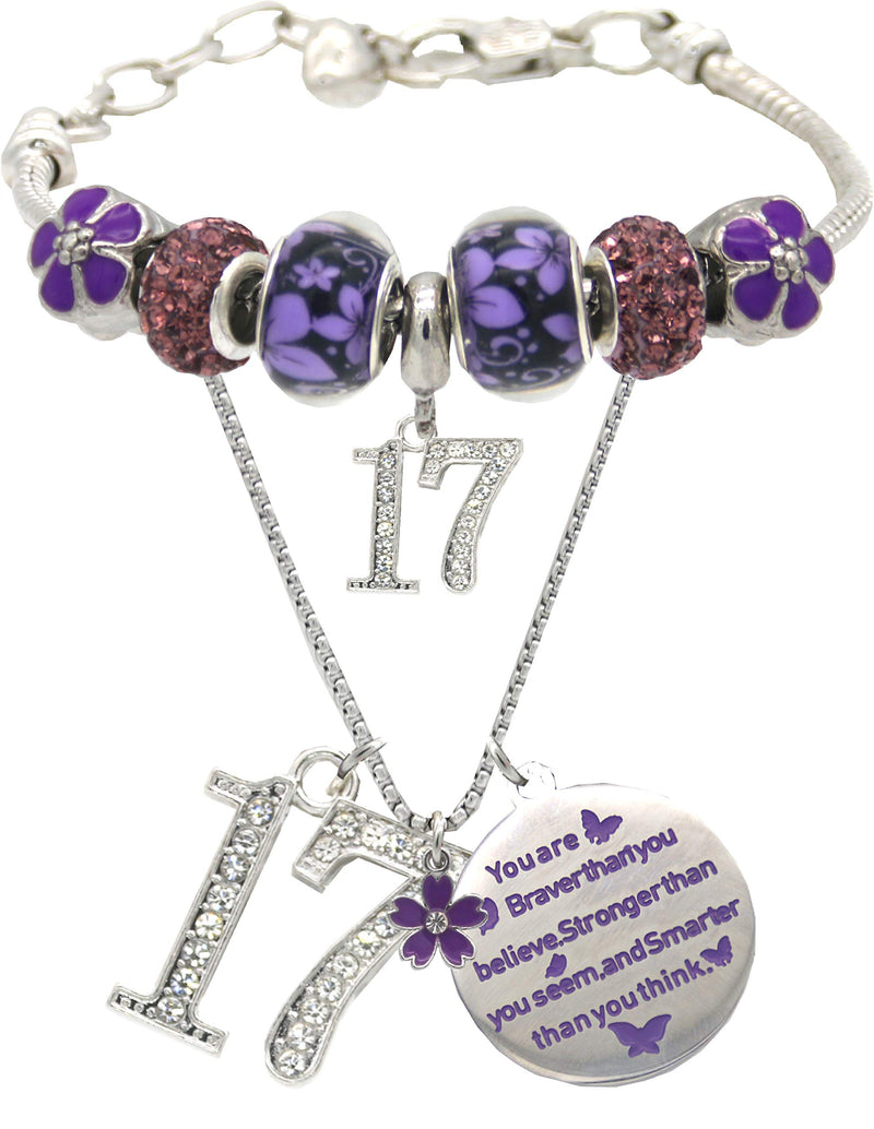 17th Birthday Bracelet Necklace Bracelet for Teen Girls