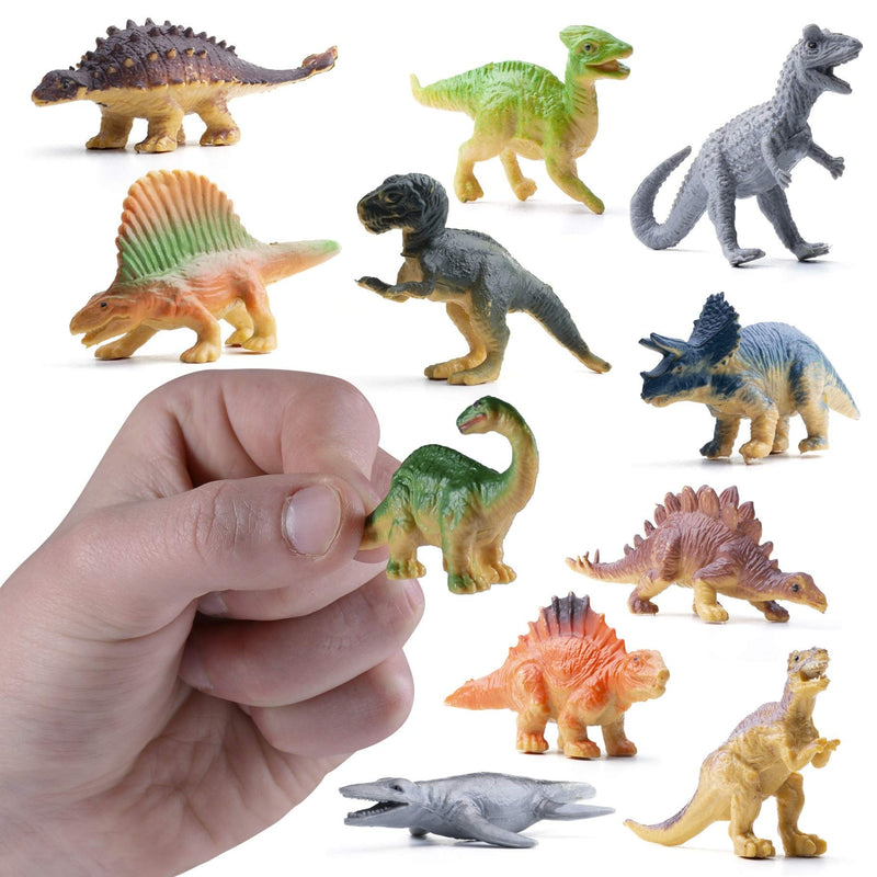 Mini Dinosaur Figures Toy Box (12pcs) Great for Party Favors Easter Eggs