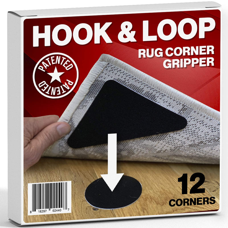 Reusable Carpet Corner Gripper with Velcro - Carpet tape keeps carpet in place - not