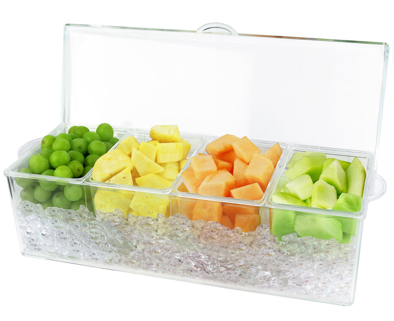 Refrigerated Spice Server with Lid, Mimosa Bar Spice Organizer on Ice, Transparent