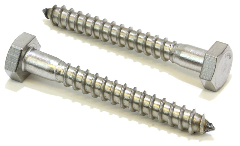 1/4" x 2" Hex Head, (25 Pack), 304 (18-8) Stainless Steel Rail Screws