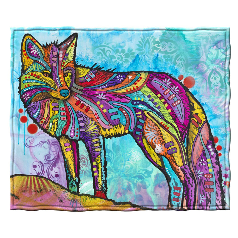 Colorful Fox Fleece Bed Blanket 50" x 60" Dean Russo Fox Fleece Throw