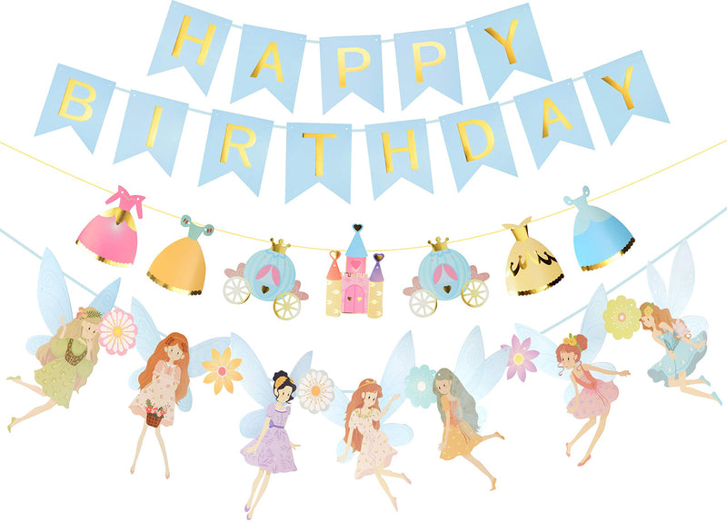 Fairy Themed Birthday Party Decorations - Colorful Happy Birthday Banner