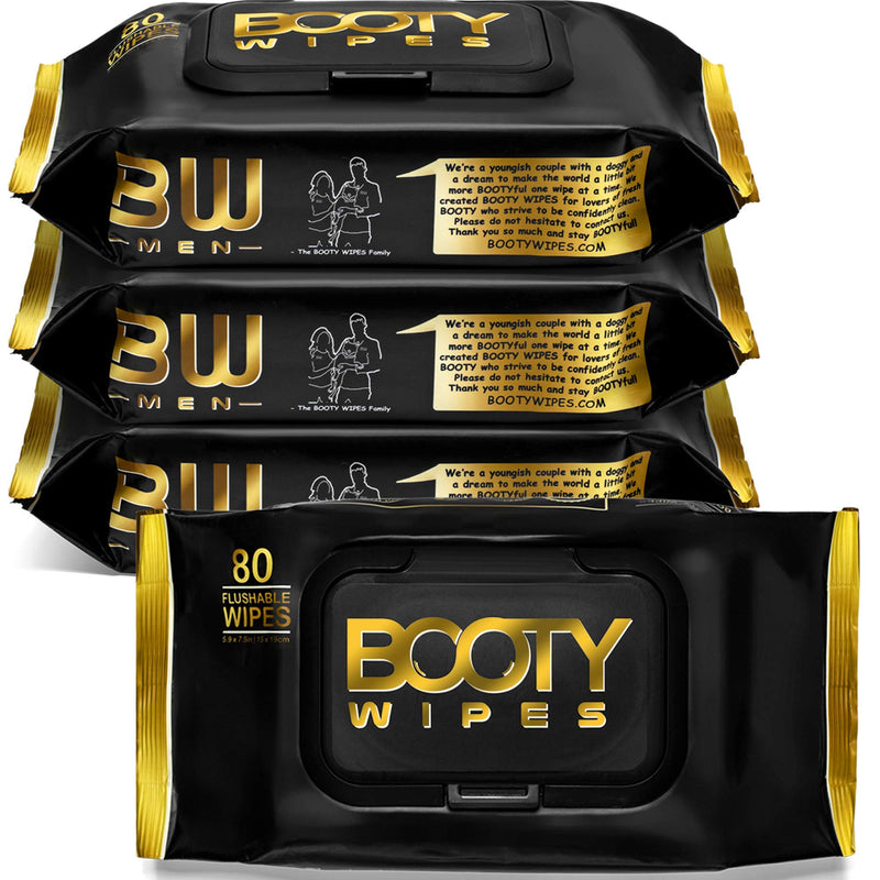 Booty Brand Wipes For Men - 320 Flushable Wipes for Adults, pH Balanced and