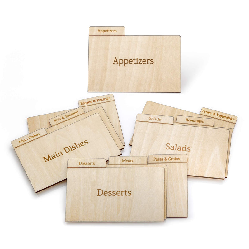 Real Wood Recipe Organizer Categorized by Subject File Organizer