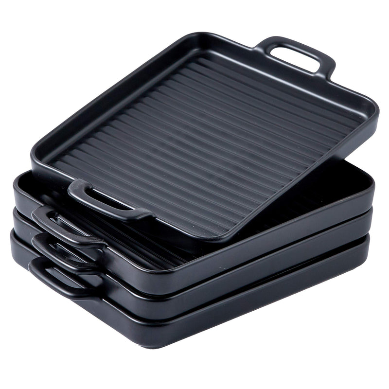 85" x 7" Black Porcelain Set of 4 Serving Platters. Amazing lasagna pan