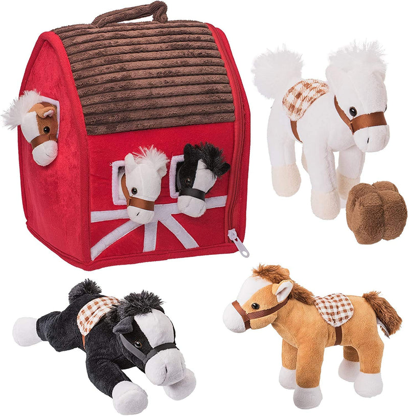 Plush Farmhouse With Soft And Cuddly 5 Plush Horses Farm Boy