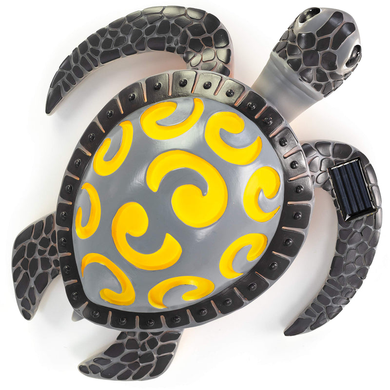 Tribal Sea Turtle Solar Powered Outdoor Garden Light with Glowing LED Light