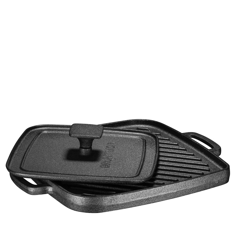 2-in-1 Pre-Seasoned Square Heavy Duty Cast Iron Reversible Grill Pan