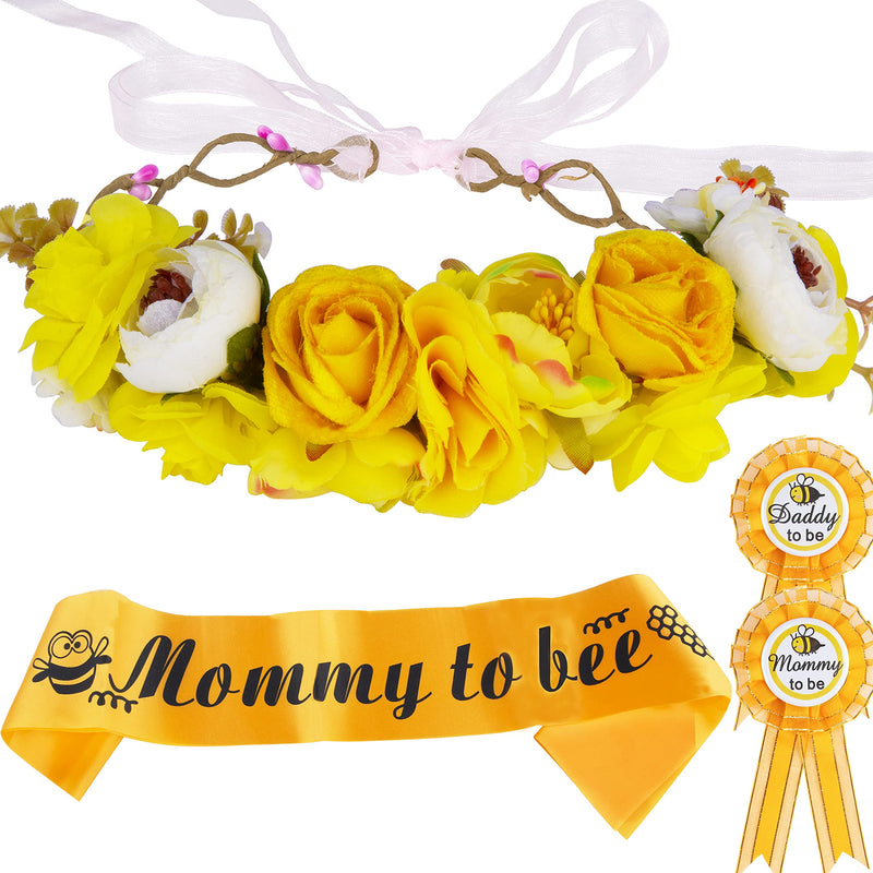 Baby Shower Decorations for Expectant Mom and Dad, Yellow Flower Style Tiara +