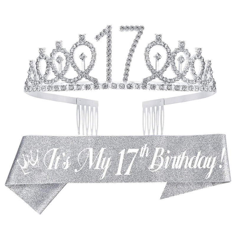 Girls 17th Birthday Sash and Tiara - Fabulous Set: Glitter Sash