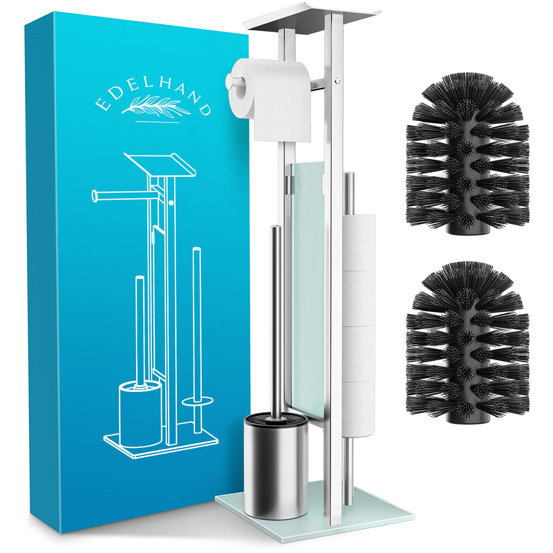 Toilet paper holder standing as a toilet set with free stainless steel toilet brush