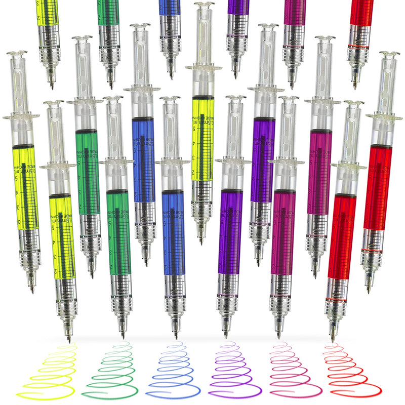 Syringe Pens - 24 Pack Multicolored Syringe Pens - 6 Assorted Ink Colors - for Boys