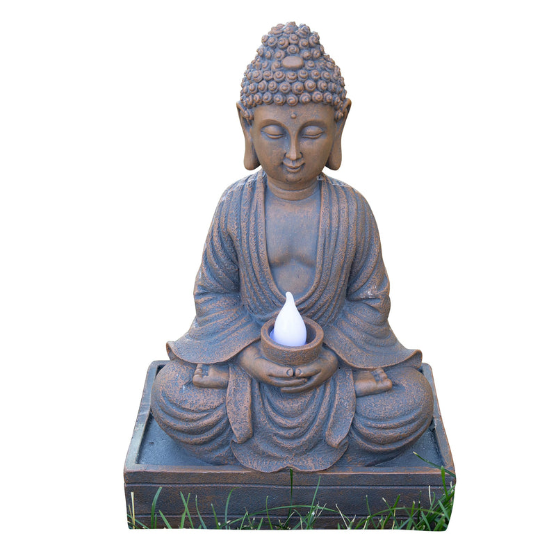 Buddha Statue for Home Outdoor Decoration Solar Powered Flickering LED Garden