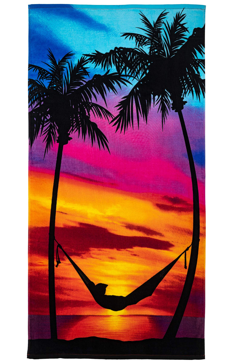 Palm Tree Sunsetsoft Plush Cotton Beach Bath Towel for Women