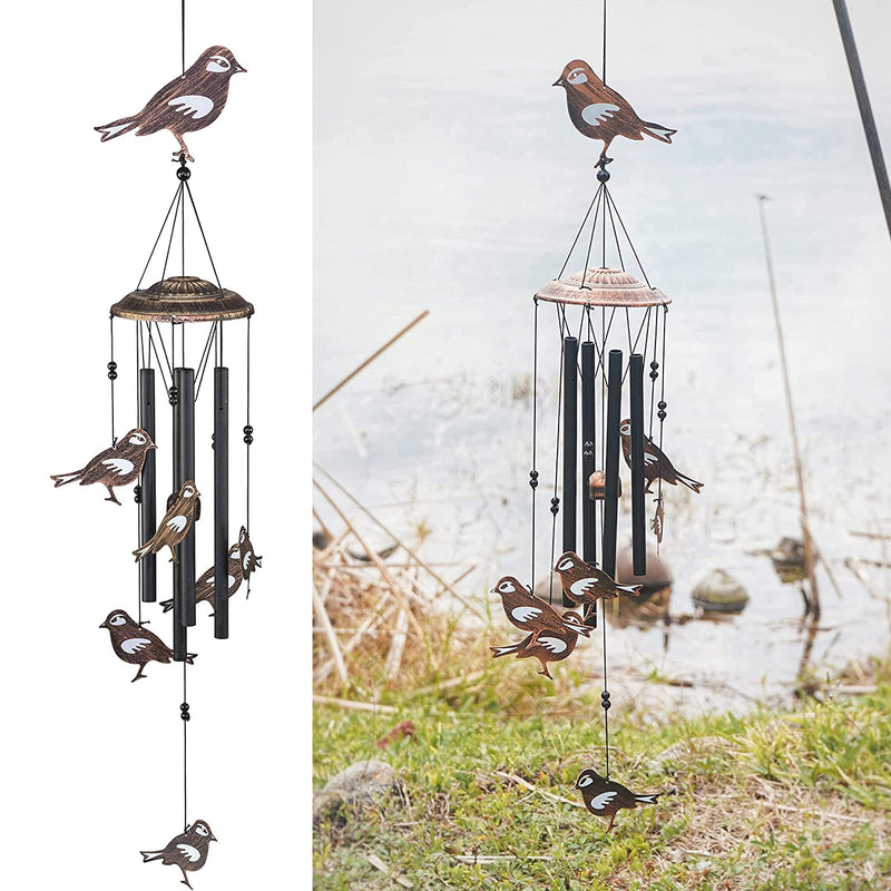 32" H Soothing Outdoor Singing Bird Wind Chimes. Unique Singing Birds Calming