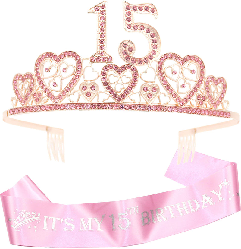 Girls 15th Birthday Sash and Tiara - Fabulous Set: Glitter Sash