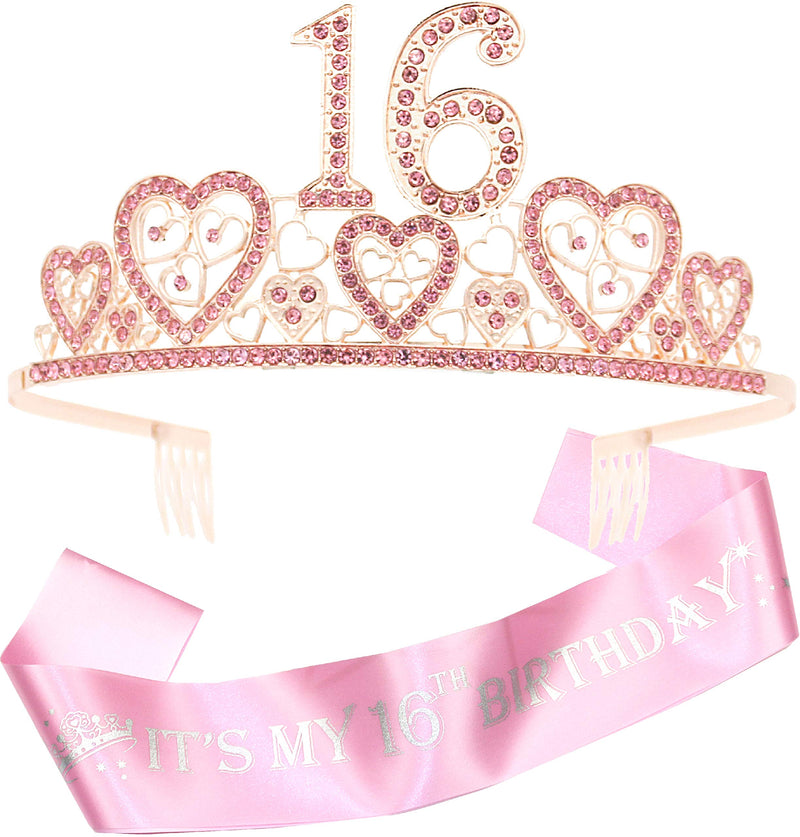 16th Birthday Sash and Tiara Set - Sparkly Silver and Black