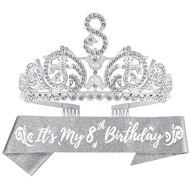 8th birthday, 8th birthday decorations for girls, 8th birthday sash, 8th birthday