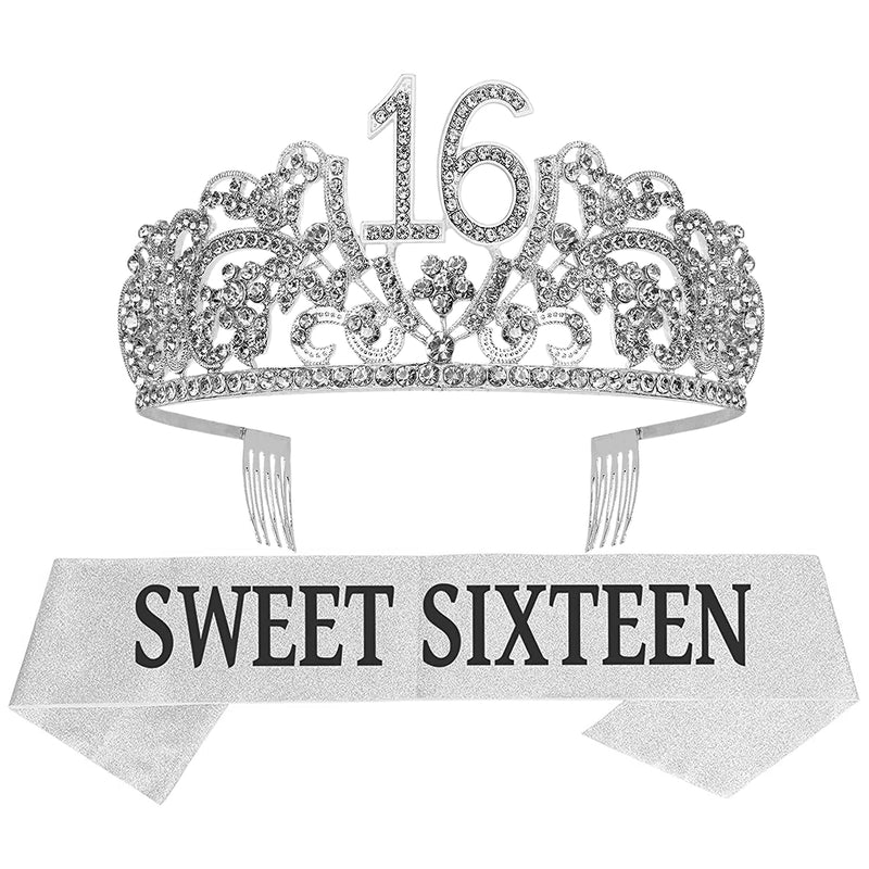 Girls 16th Birthday Sash and Tiara - Fabulous Set: Glitter Sash