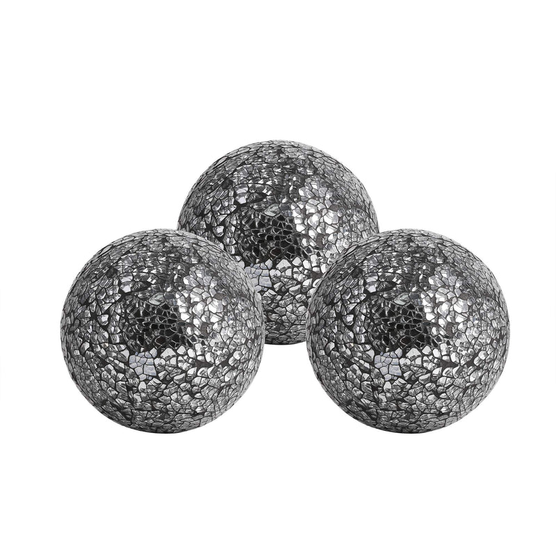 Decorative Balls, Set of 3, Glass Mosaic Balls for 4" Diameter Bowls