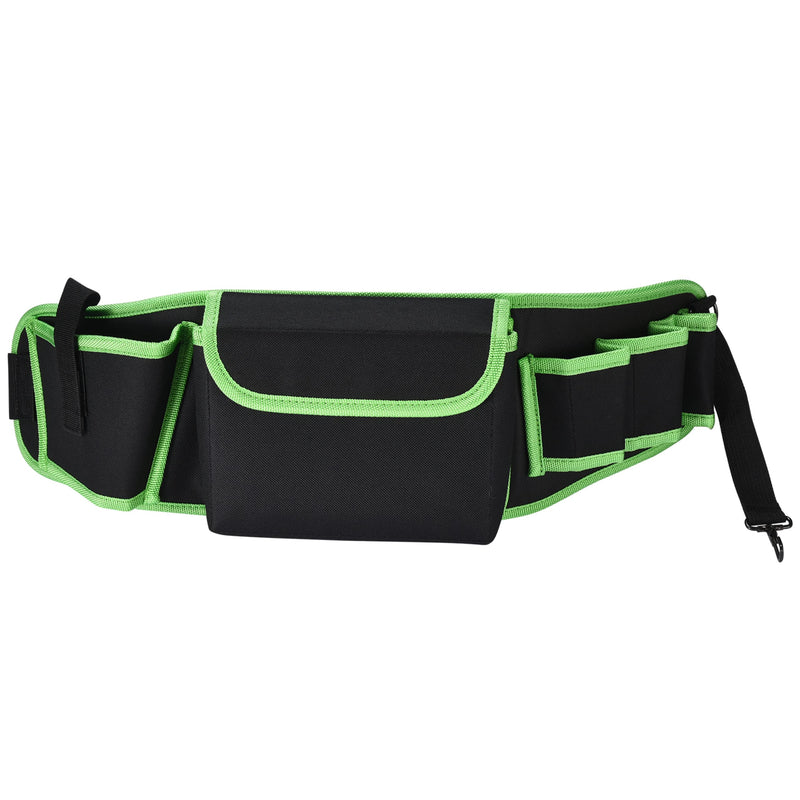 Tool Belt Bag with Multiple Pockets Storage Organizer Black and Green