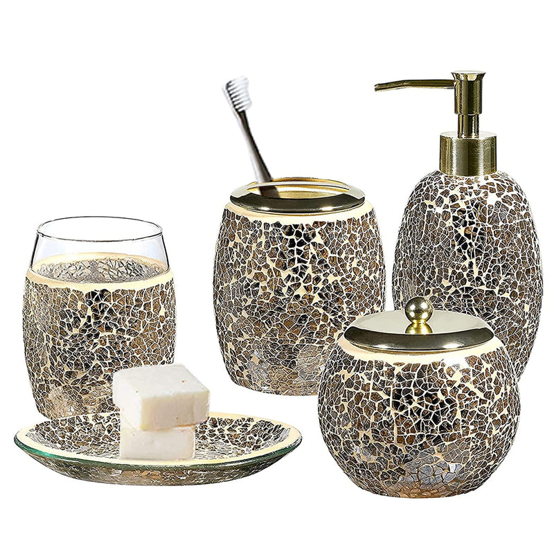 Accesorios De Bao 5 Piece Bathroom Accessories Set Decorative Glass