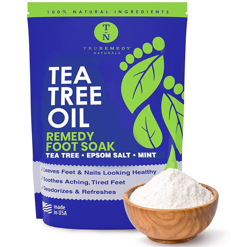 Tea tree oil foot bath with Epsom salt and mint, foot bath helps with stubborn feet