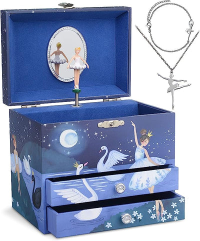 Jewelkeeper - Ballerina Music Box &amp; Girls Jewelry Set - 3 Ballerina Gifts for Girls 