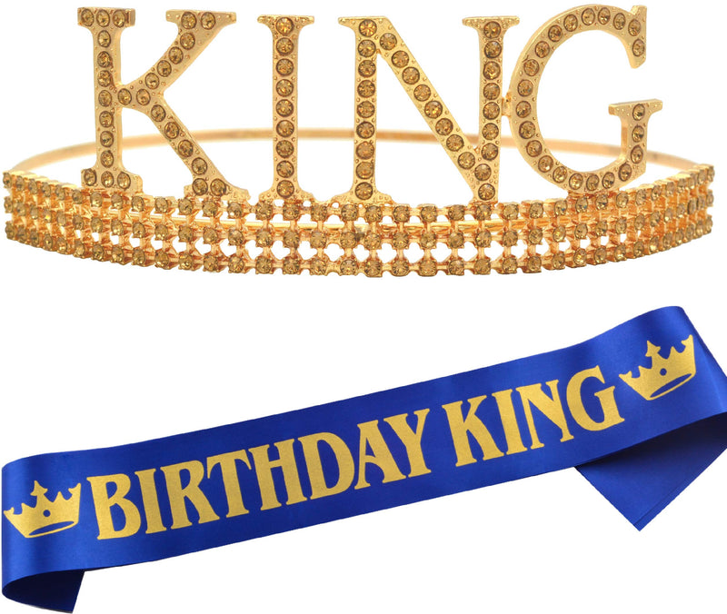 Birthday Royal Crown for Men and Boys, Sash and Lapel Pin for Men and Boys, Royal King