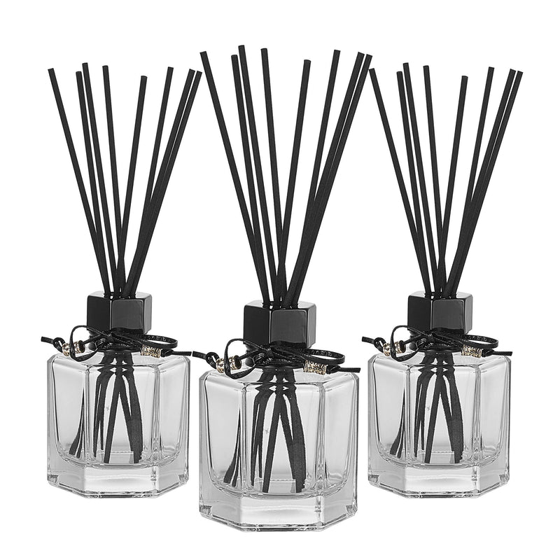 Whole Housewares Set of 3 Empty Refillable Glass Diffusers with Sticks