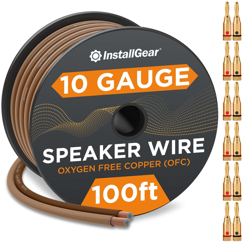 12 Gauge Speaker Wire with 12 Banana Plugs (100 Feet) - 12 Awg Speaker Wire