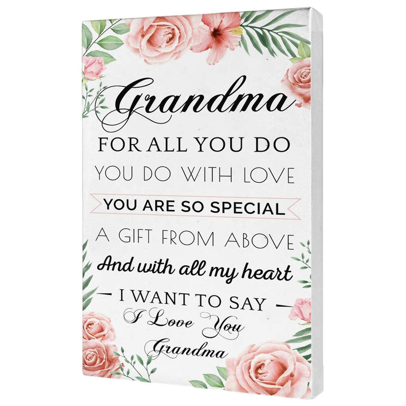 Grandma Gifts or Christmas Gifts - Hanging Canvas Wall Art Gift for Grandma